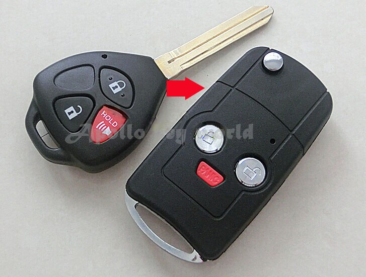 Replacement Modified Flip Folding Remote Key Shell Blank Cover For Toyota Camry 2+1 Buttons Fob Key Case ( US regulations )