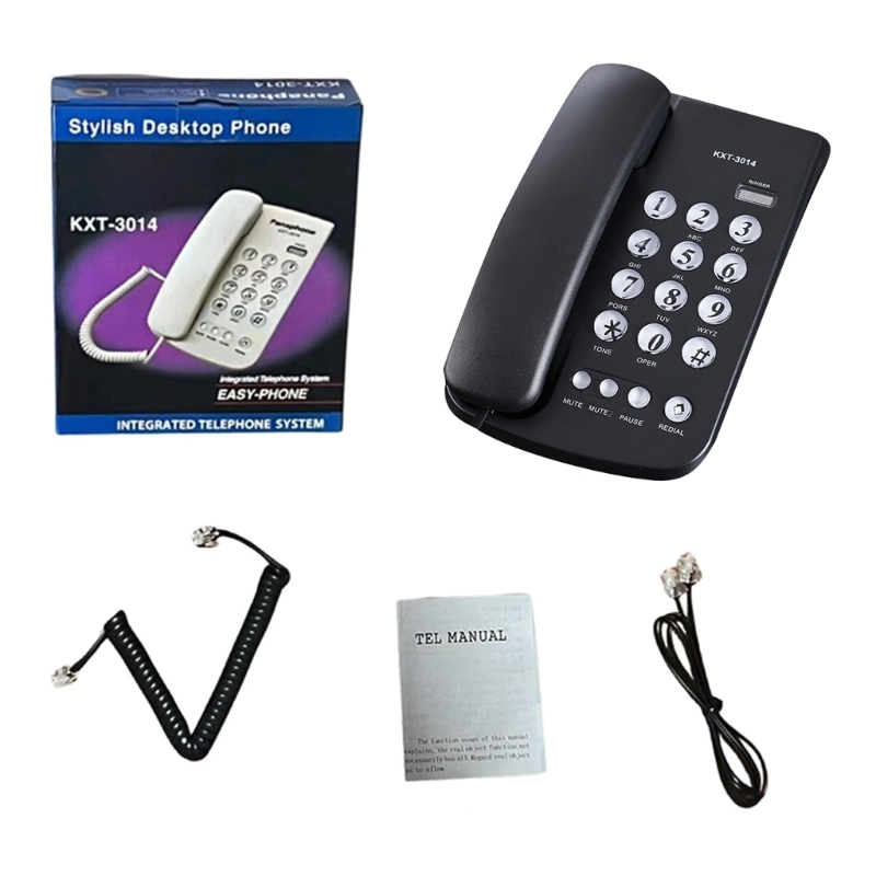 Vaste telefoon met snoer, bureautelefoon met grote knoppen, huistelefoon met snoer voor thuis, kantoor, hotel, badkamer