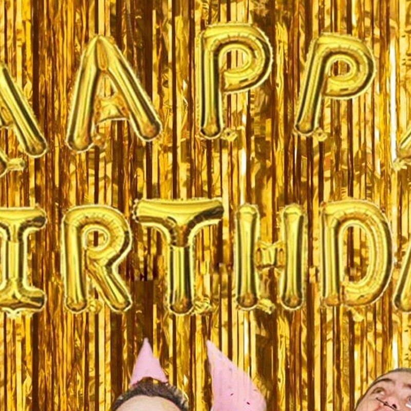 Balloons Kit,for Birthday Party,Confetti Balloons,Fringe Curtain Star Heart Balloons for Kids Adults Birthday