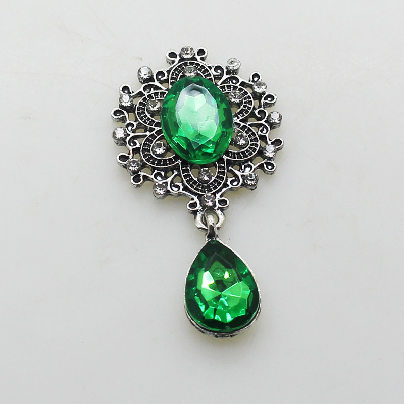 Retro Silver Rhinestone Vlakke Achterkant Broche 46*25Mm 10 Stks/partij Geweven Kleding Accessoires Bruiloft Decoratie Productie: 18