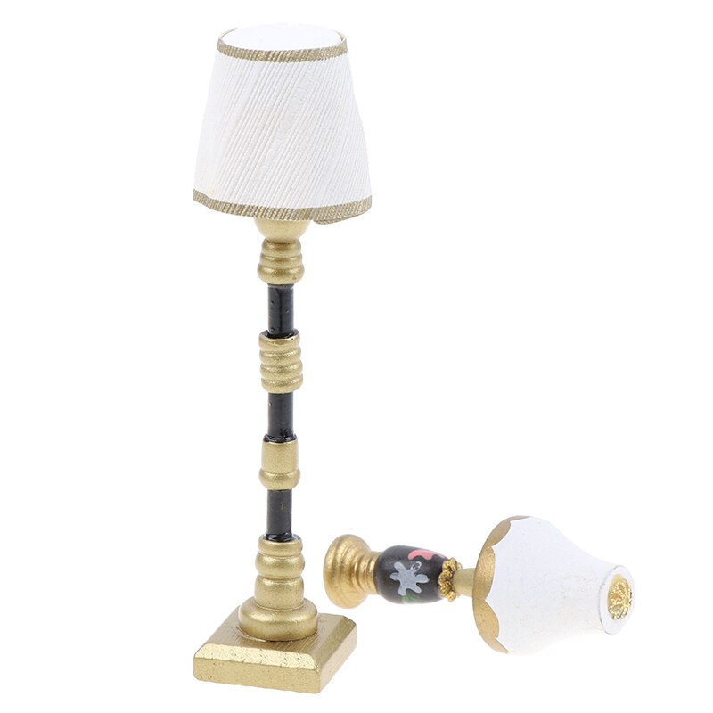 Neue 2 arten Moderne Mini Boden Lampe Licht Modell Mit Weiß Licht Abdeckung Für 1/12 Skala Puppenhaus Zubehör