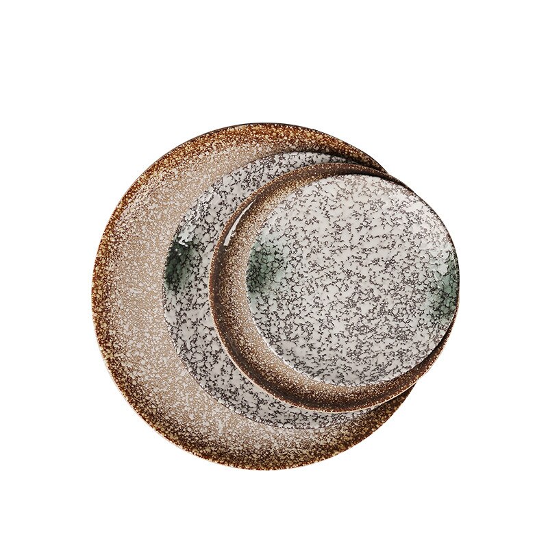 Japanese Style Ceramic Retro Dessert Dish Vintage Dinner Plate Home Kitchen Breakfast Steak Plate Restaurant Dinnerware