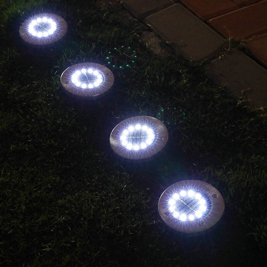 8 LED Solar Ground Lights Outdoor Solar Garden Lights Patio Lawn Pathway Yard Deck Walkway Disk Lights In-Ground Landscape Light