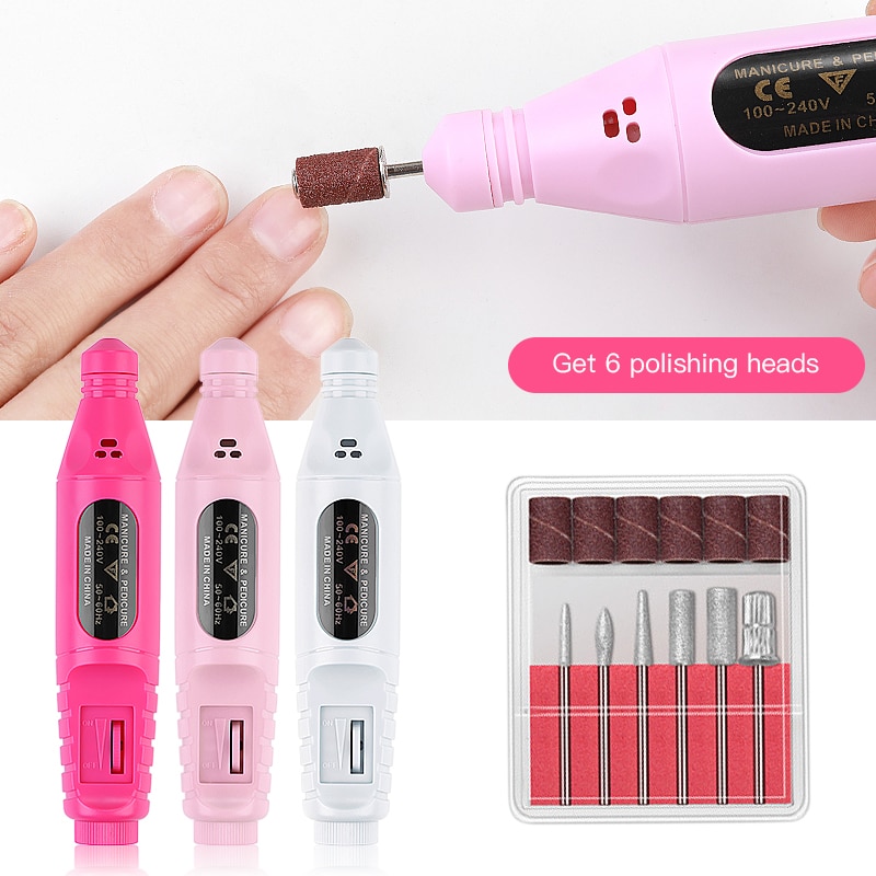 Professionele Elektrische Nail Drill Acryl Nail Gereedschap Bestand Kit Pen Vorm Finger Toe Nail Care Machine Nagelvijl Nail Tips manicure
