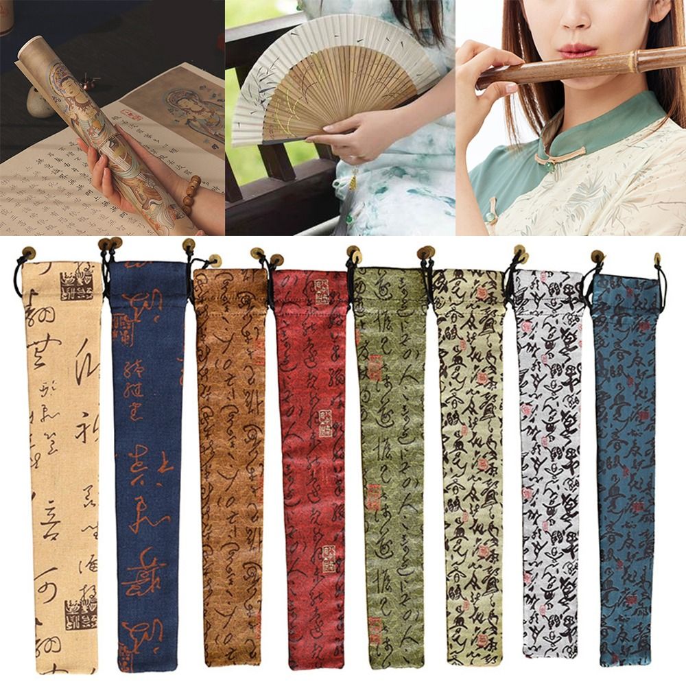 Retro Elegante Opvouwbare Handfantashouder Stofdichte Beschermhoes Hoes Bruiloftsfeest Festival Opvouwbare Ventilatortas