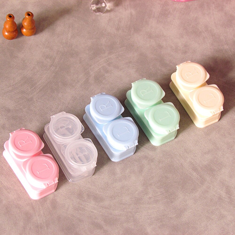 Stijl Macarons Druk Clamshell Omvatten Pincet Zuig Set Draagbare Contact Lens Box Voor Vrouwen Reizen Contactlenzen Case