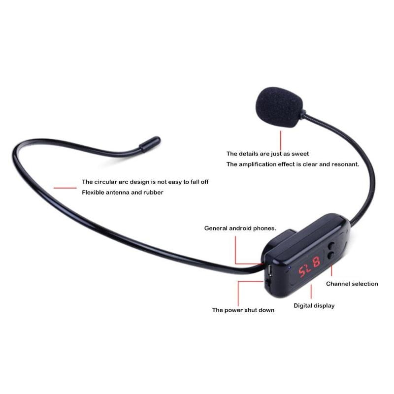 Microfoon Headset Radio Fm Draadloze Headset Microfoon Handsfree Megafoon Microfoon Voor Onderwijs Conferentie Gids Studio