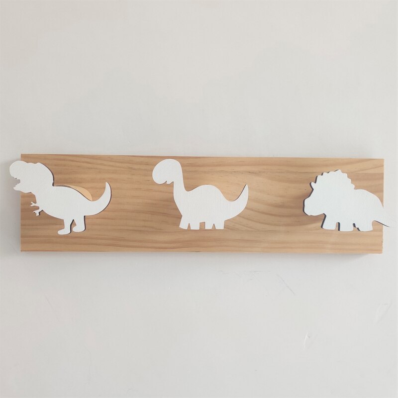 T-rex – porte-manteau mural en bois avec crochets de dinosaure, pour enfants, garçons, chambre à coucher, porte-serviettes, organisateur, décoration de la maison: C