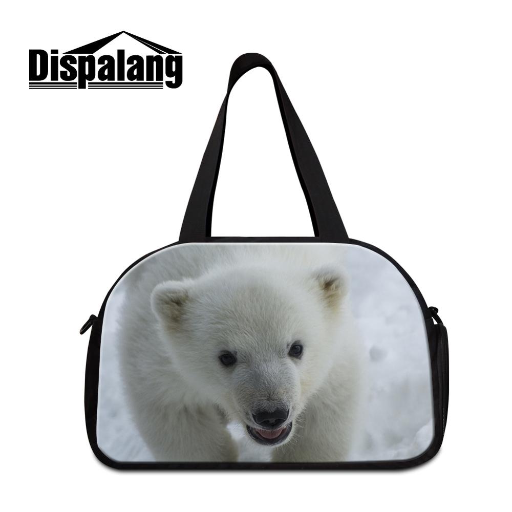 Saco de viagem bonito saco de viagem urso polar impressão grande tote de viagem na moda ombro duffle saco feminino padrão animal saco de bagagem meninas: Céu Azul