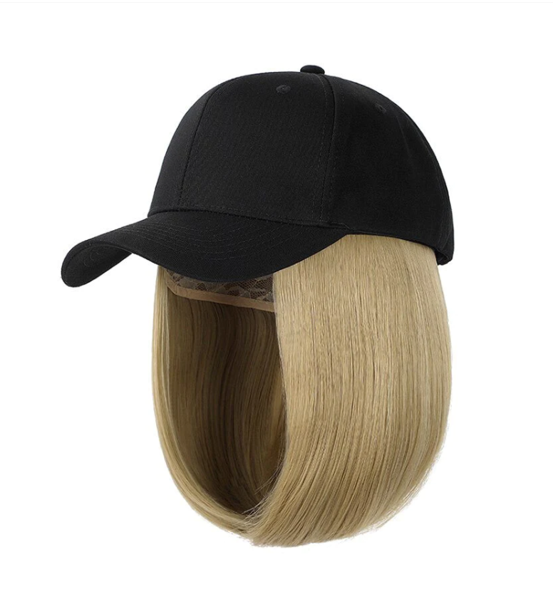 YLWHJJ Wig hat all-in-one female peaked cap short hair bob head trendy shade wig warm cap women: green