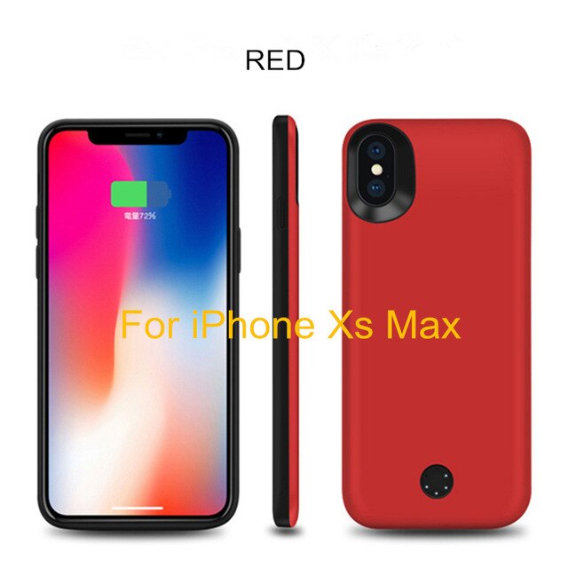 6000mAh Portable Battery Charging Case For iPhone Xs Max Backup Battery Case For iPhone XR External Power Bank Charger Cover: Red For Xs Max