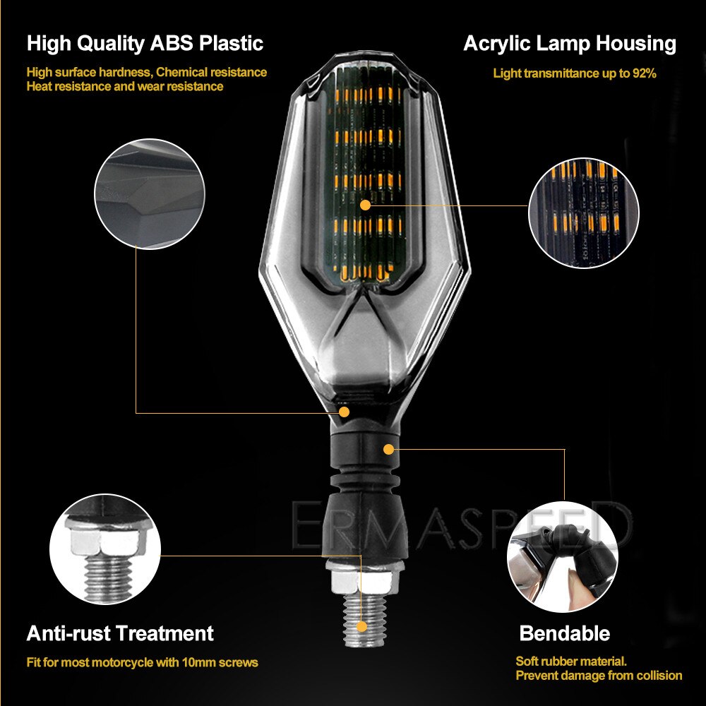 Intermitentes LED universales para motocicleta, luces intermitentes ámbar IPX6, luz diurna, accesorios para Moto