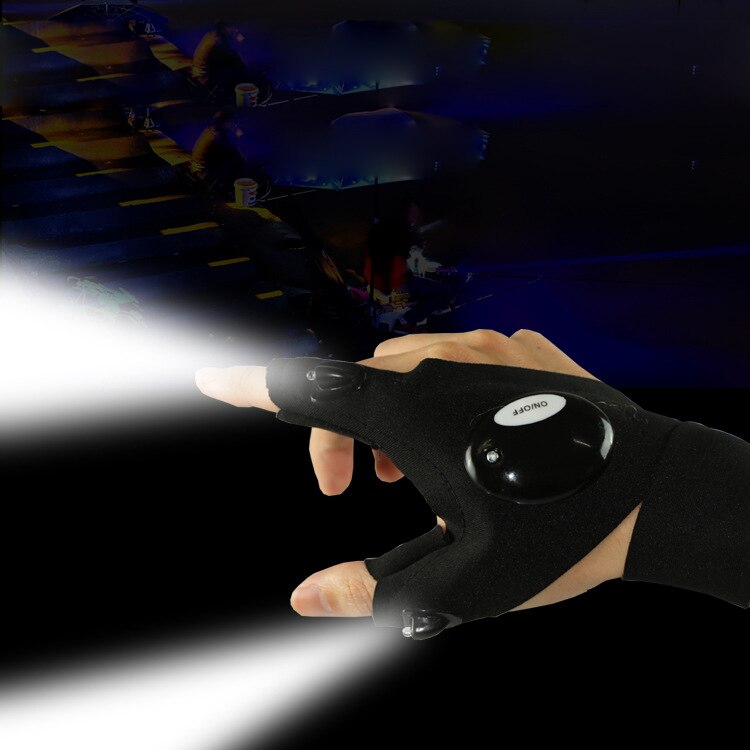 Guantes de pesca luminosos sin dedos LED, linterna de cebo, herramientas de pesca nocturna para exteriores, accesorios para pescar