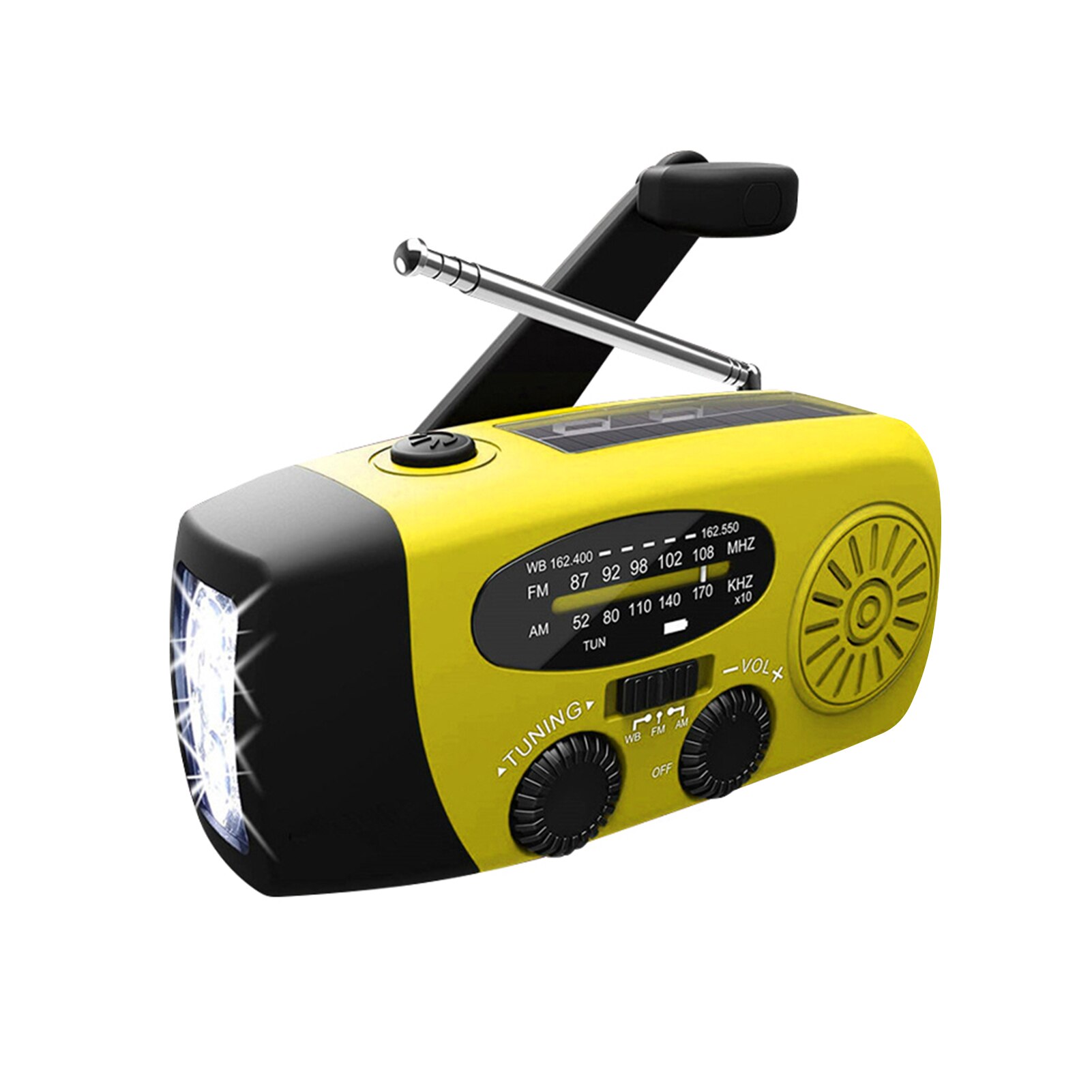 Draagbare Radio Am/Fm/Wb Radio Zaklamp Leeslamp Noaa Weer Power Bank Voor Emergency Zonne-energie Crank emergency Radio: yellow