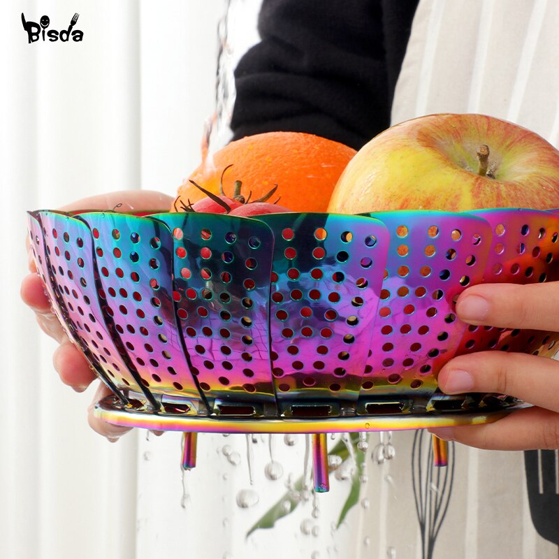 Folding steamer basket Stainless Steel Steamer Vegetable Kitchen Food Basket Mesh Steamer Rack Cookware Steamer For Cooking