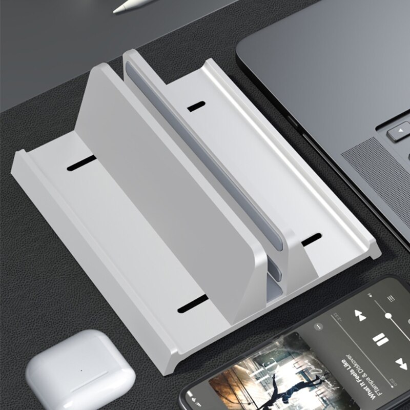 Vertical Laptop Stand with Adjustable Dock Strong Desktop Computer Laptop Holder Space Saving Rack Fit Small Home Office