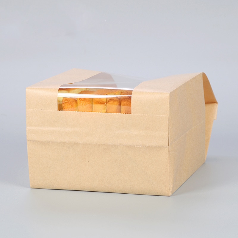 5 stk papirbrødpose kraft mademballage opbevaring bageripose med forseglet klistermærke til frontvindue