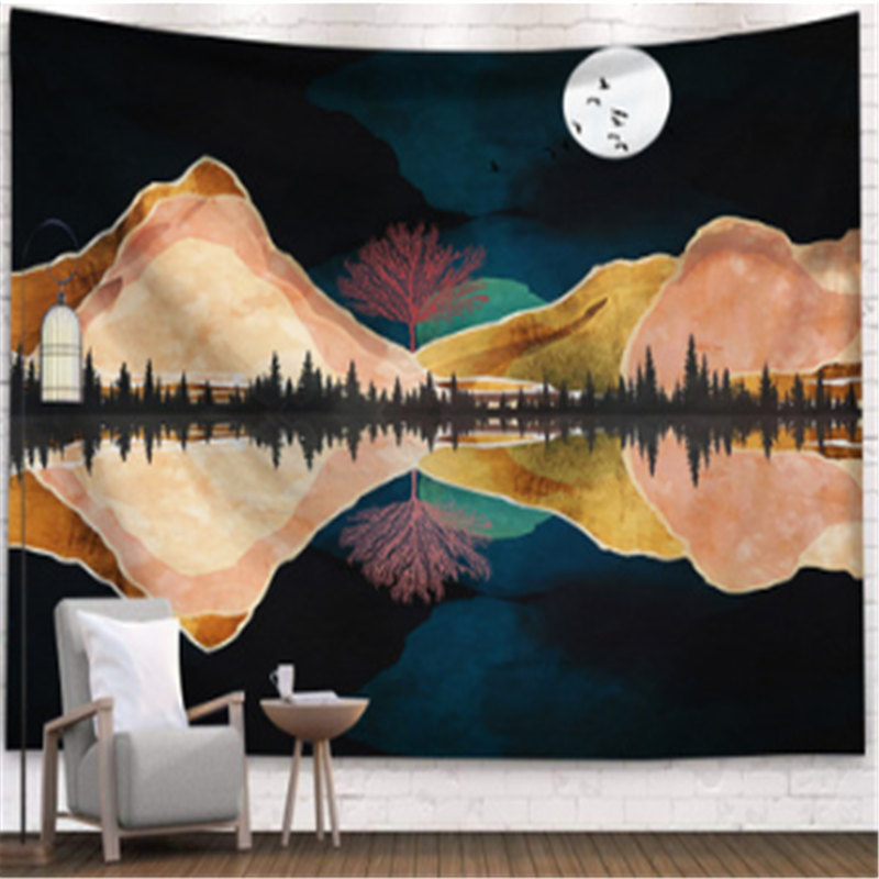Psychedelic Starry Sky Sun Moon Mandala Tapestry Wall Hanging Celestial Wall Tapestry Hippie Wall Carpets Dorm Decor Tapestry: 02