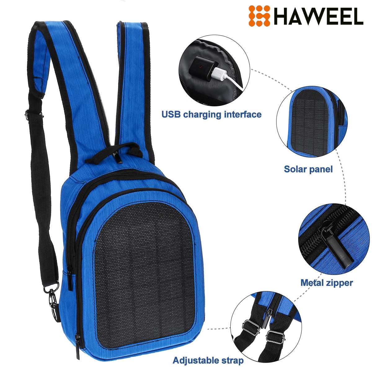 5W 5V Waterproof Flexible Solar Panel Backpacks Convenience Charging Laptop Bags for Travel Solar Charger Daypacks Handle USB