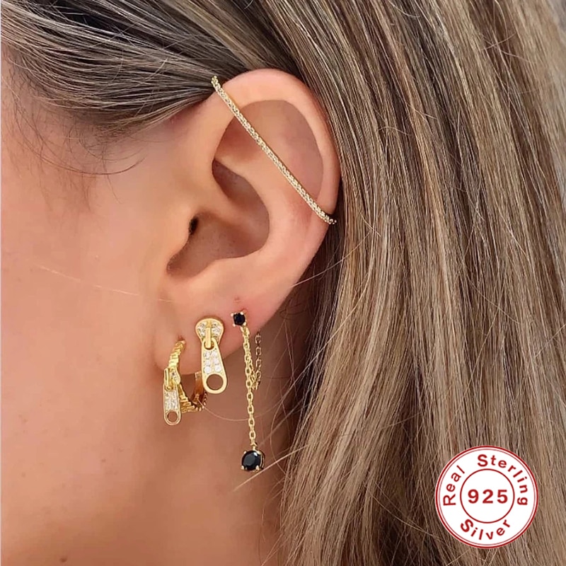 Roxi Creatieve Rits Zirkoon Kristallen Stud Oorbellen Voor Vrouwen Meisjes Piercing Verjaardag Bruiloft Oorbellen 925 Sterling Zilveren Earing