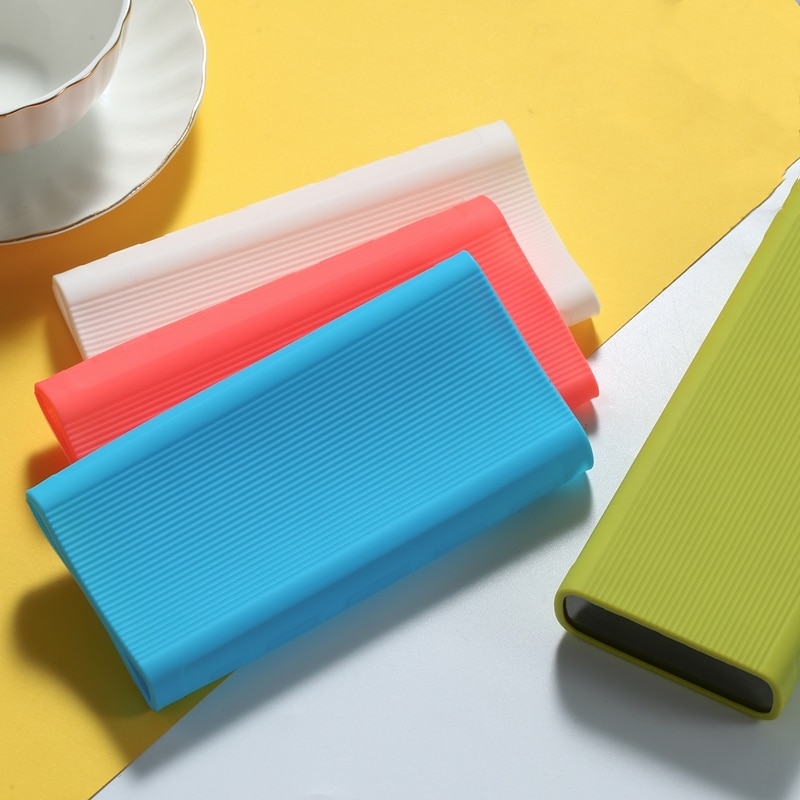 Caso Powerbank funda de silicona para Xiaomi 2/3 banco de potencia 10000 MAh doble puerto USB de la cáscara de la piel manga Protector de la cubierta