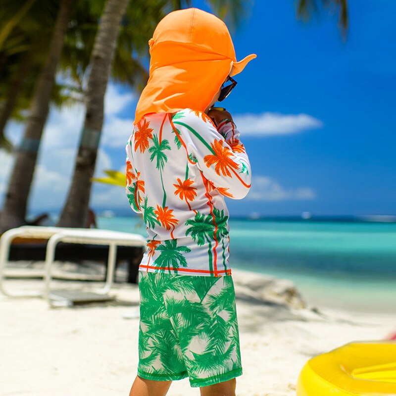 Børn badetøj til drenge fuldt cover upf 50+  lange ærmer uv beskyttelse børns badedragt dreng badedragt strandtøj surfdragt
