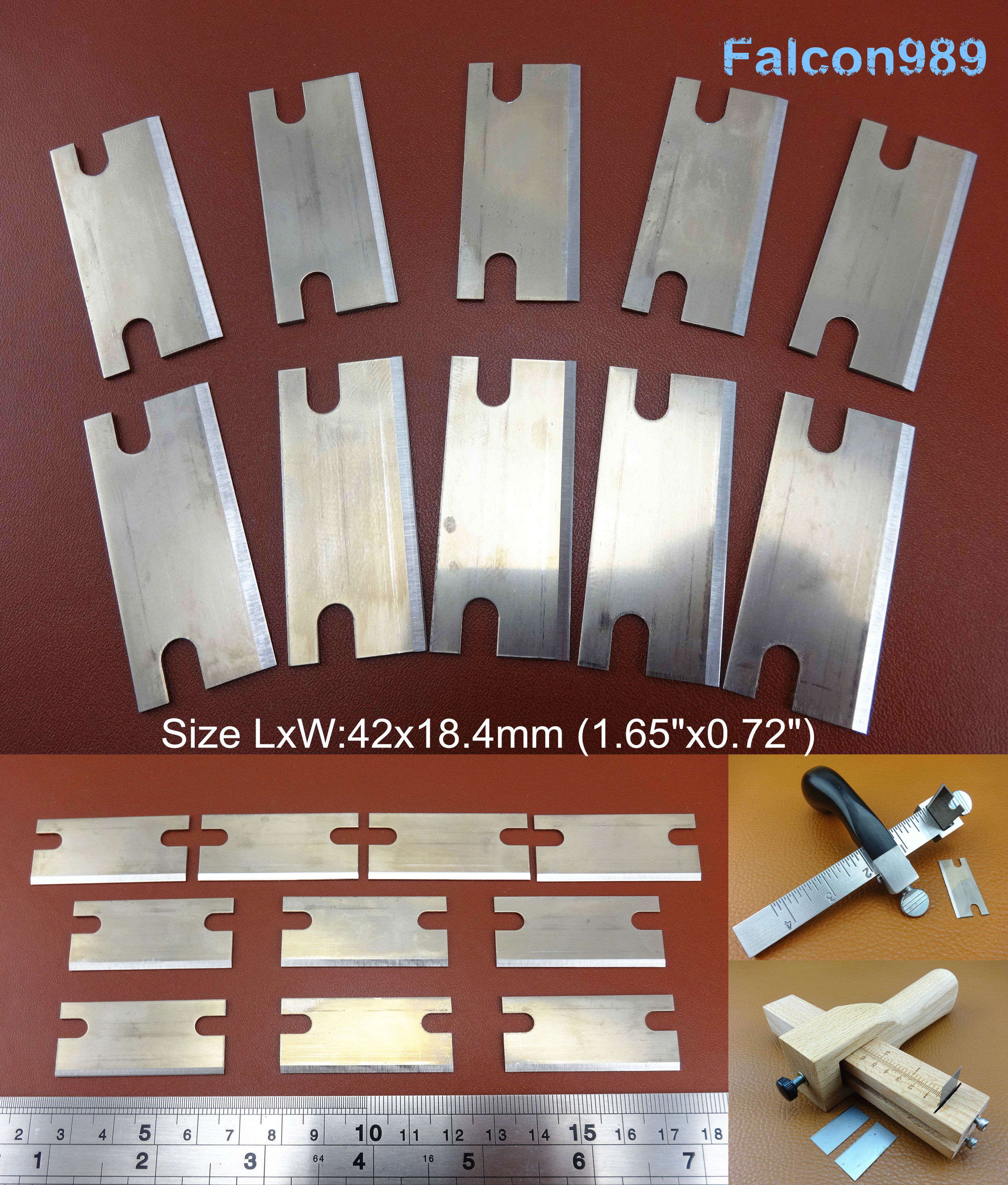 4kinds Leather Craft Skiver Beveler Lace Maker Australian Strander Cutter Knife Blades Tool - Sewing Stitching Carving Stamping