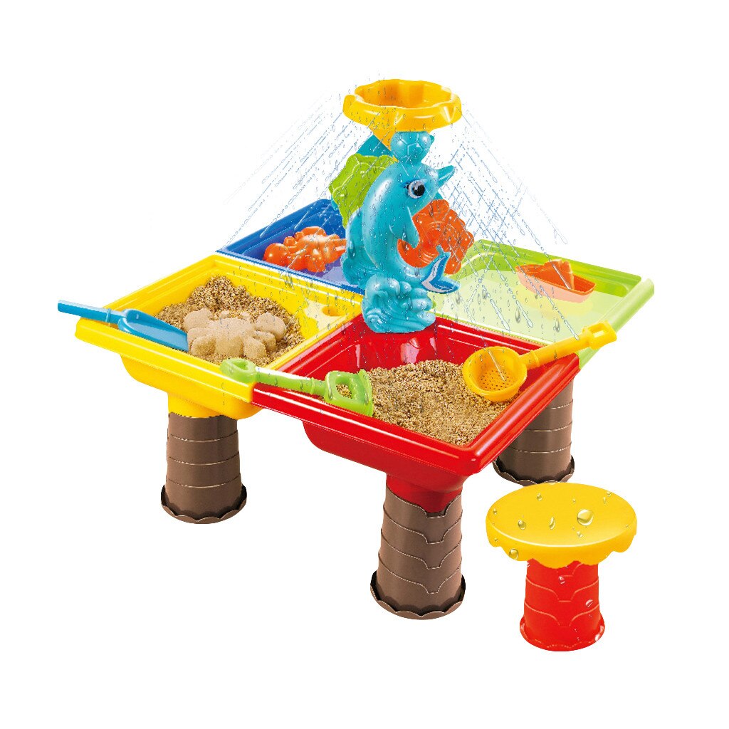 Sommer 1 sæt børn strandbord sand leg legetøj sæt baby vand sand opmudringsværktøj farve tilfældigt strandbord leg sand pool sæt: C
