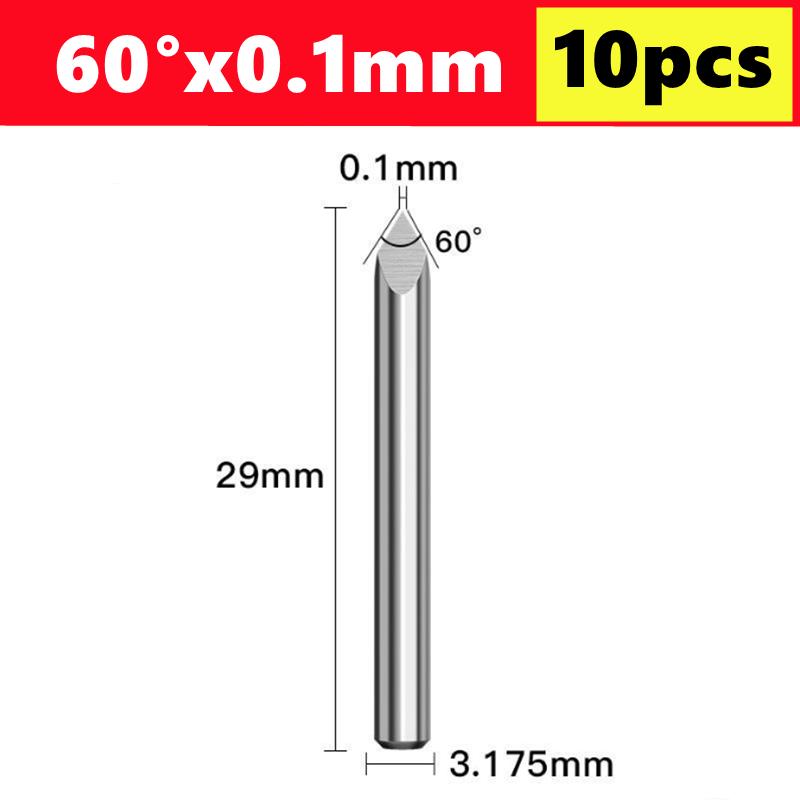 10 Uds broca de grabado CNC brocas de grabado piramidal de 3 bordes vástago de 3.175mm 20-90D fresa de extremo de carburo fresa de broca enrutadora CNC: 3 mm