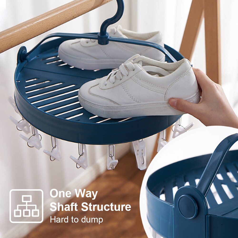 18 Clips pliable vêtements étendoir 360 degrés rotation coupe-vent étendoir porte-chaussette pince à linge chaussettes sous-vêtements maison cintre