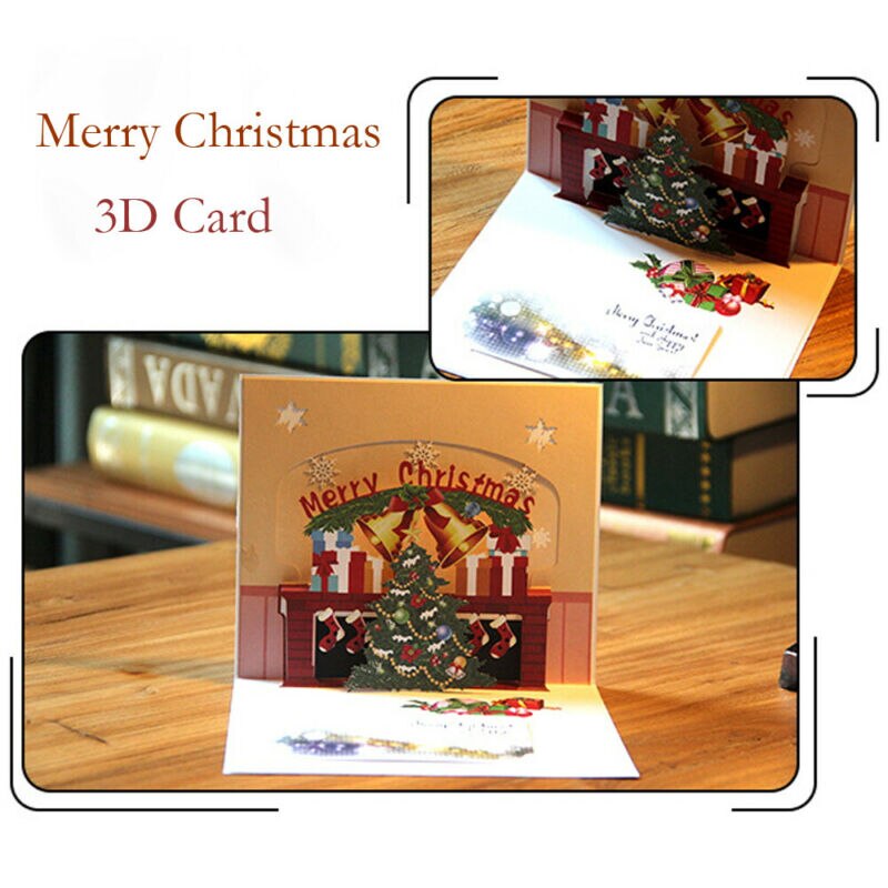 Happy Year 3D Christmas Tree Greeting card postcard Merry Xmas Pop up card children