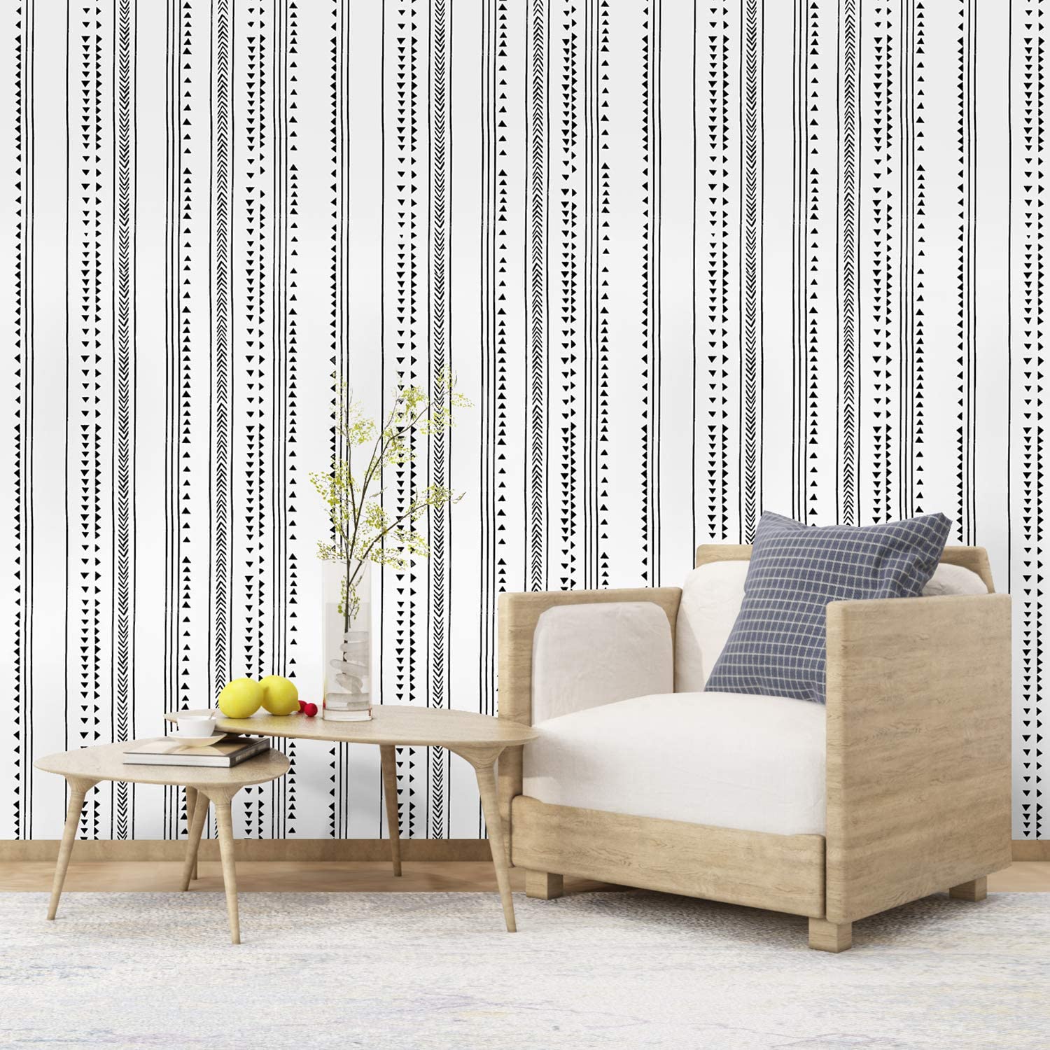 LUCKYYJ Modern Triangle Peel And Stick Wallpaper Arrow Trellis Black White Vinyl Self Adhesive Wallpaper Bedroom Wall Home Decor