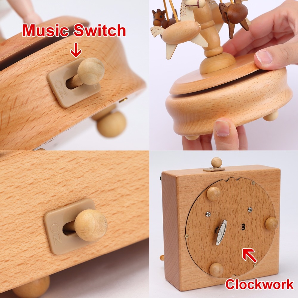 Wood Music Box Caja Musical Wooden Boxes Girls Clockwork Craft Free Engraved Birthday Home Decoration Accessories YYH-MZ