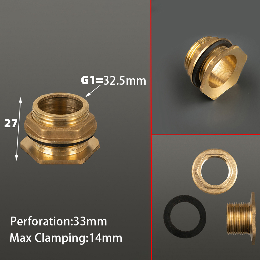 Conector de tanque de agua de latón de 1/2 "y 1/4", junta de silicona, tubo de cobre, junta de acoplamiento de tanque de peces, adaptador de manguera de tubo de riego de jardín: Naranja