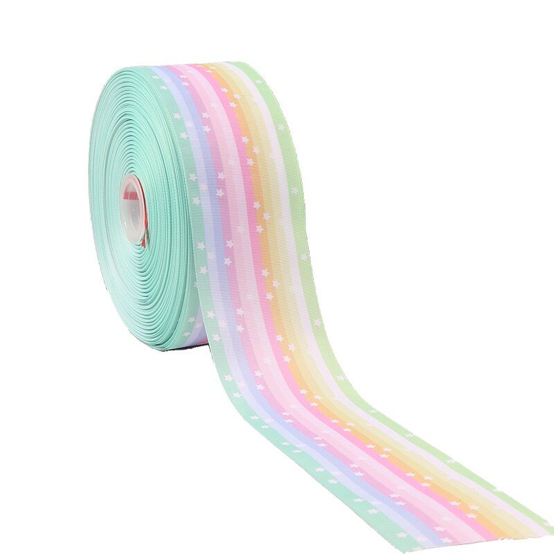 AHB 2Y/lot Grosgrain Lint 75 MM Regenboog Eenhoorn Gedrukt Lint Voor Bows DIY Haar Accessoires Cadeaupapier Party decor Materiaal: 02