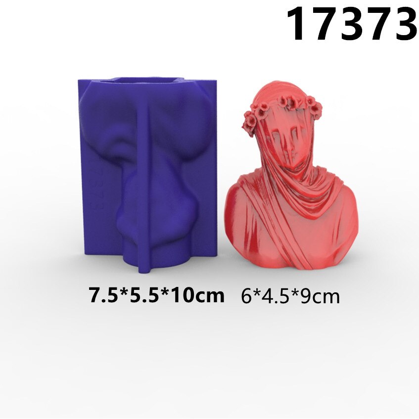 Buste Van Gesluierde Meisje Kaars Siliconen Mal Voor Handgemaakte Desktop Decoratie Gips Epoxyhars Aromatherapie Kaars Siliconen Mal: Dark Gray