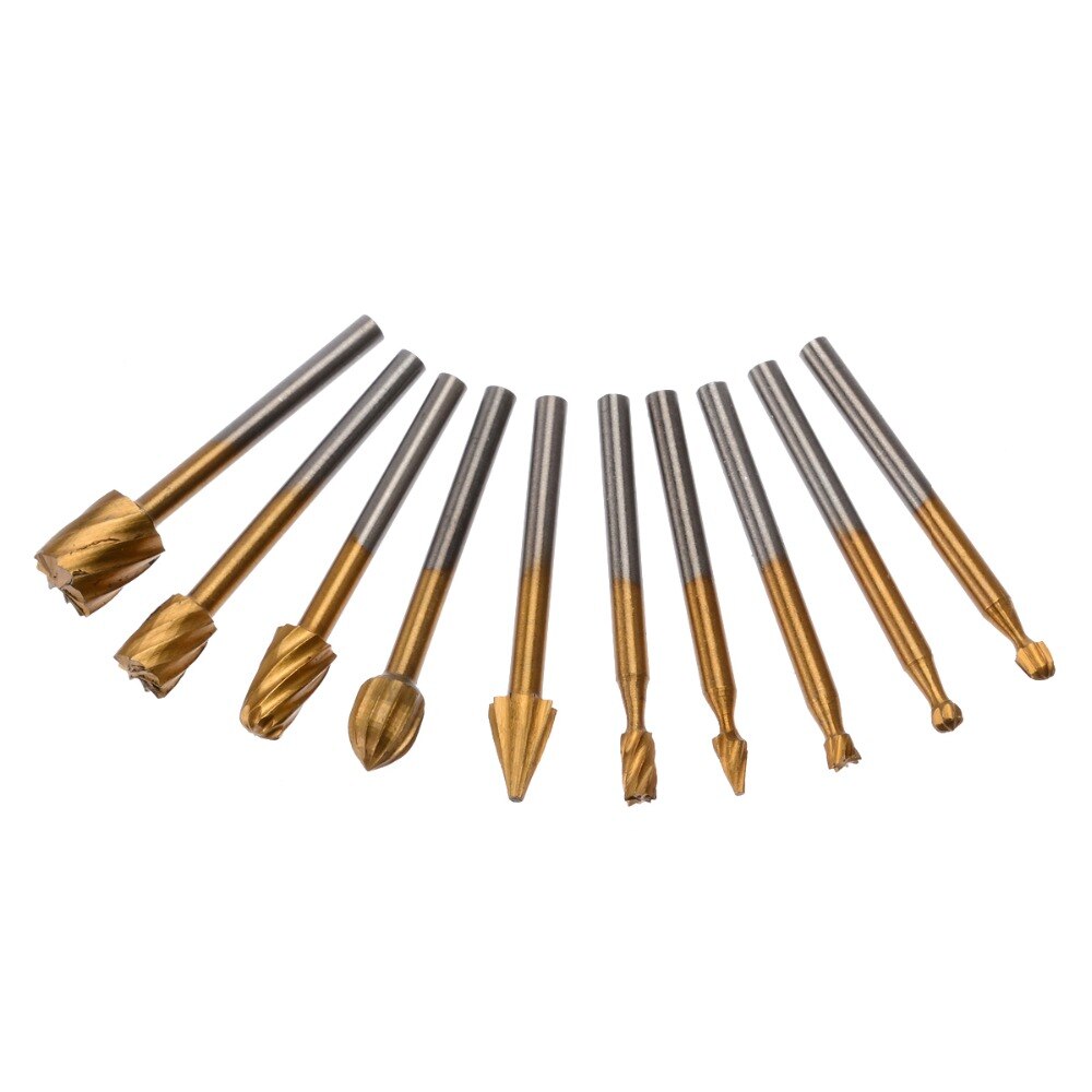 10 stuks 3mm metalen titanium frezen roterende vijlen houtbewerking graveerfrees gereedschapsmachines