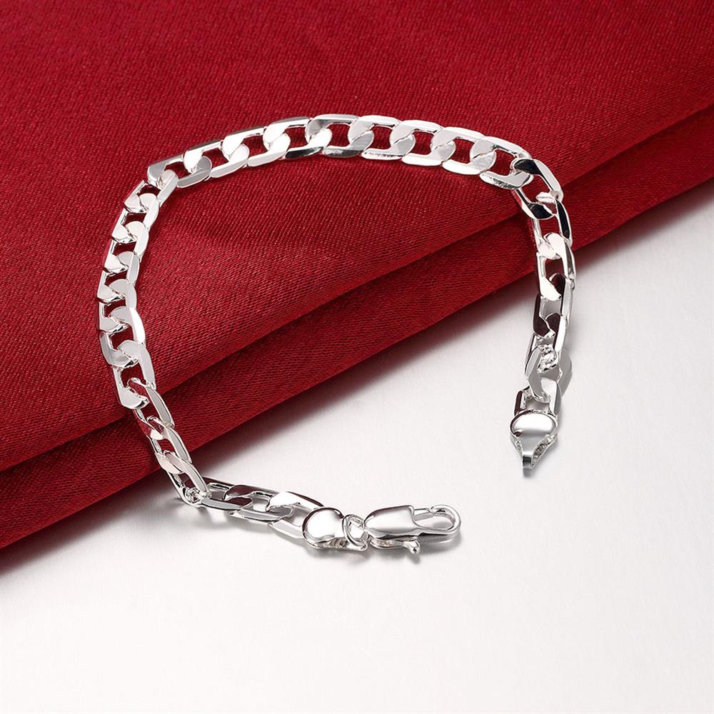 Bracelets en argent sterling 925 pour femmes, chaîne plate latérale de 6MM, de noël fins, bijoux à la