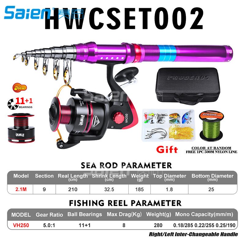 Telescopic Fishing Rod and Reel Combos with Full Kits and Carrier Bag Carbon Fiber Fishing Pole for Travel Saltwater Freshwater: Red