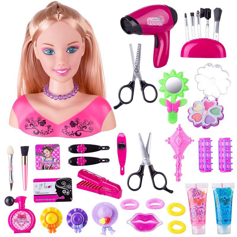 Busto de muñeca para niños, juguete de peluquería, modelo de simulación trenzado, maquillaje de peluquería, casa de juegos para niña, juguetes para niños