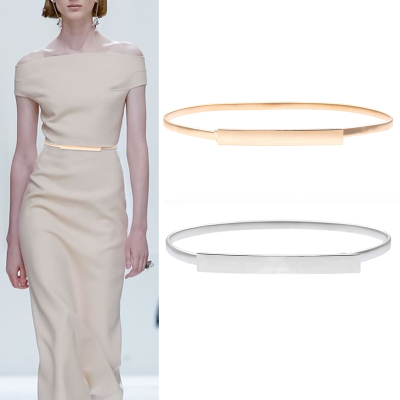 Cinturón elástico de metal para mujer con forma de flor y hoja, Cinturón fino con forma de flor y hojas, para boda