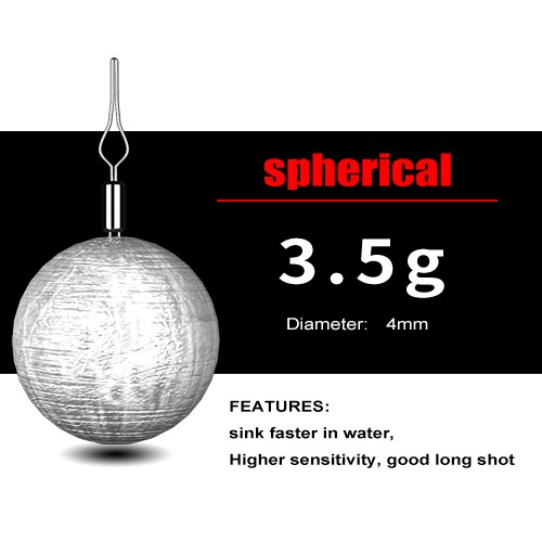 FISH KING 50pcs Fishing Sinker Cylindrical/Spherical Weights 3.5g-14g Fishing Oval Split Shot Lead Sinkers Fishing Tackle: 3.5