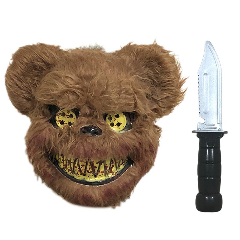 Adulte enfants Halloween en peluche Animal sanglant lapin ours masque mascarade effrayant Performance accessoire effrayant visage monstre déguisement fournitures: B