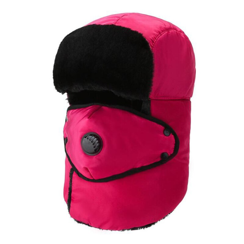 Warm Cap Winter Men Original Winter Hats For Women Unisex Warm Thcken Waterproof Hood Hat Ear Cap: Pink