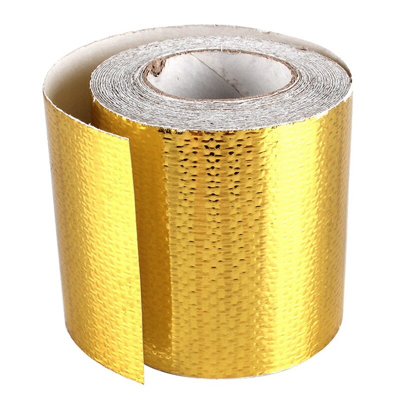 2 Inch 33FT Gold Intake Warmte Reflecterende Tape Wrap Zelfklevende Hoge Temperatuur