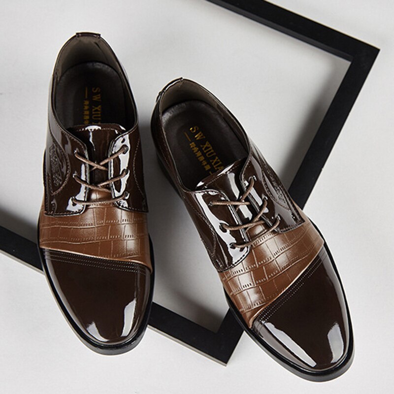 GAOKE Mens Dress Shoes Pointed Toe Business Wedding Formal Derby Flats Shoes Zapatos Hombre Classic Gentleman Shoes