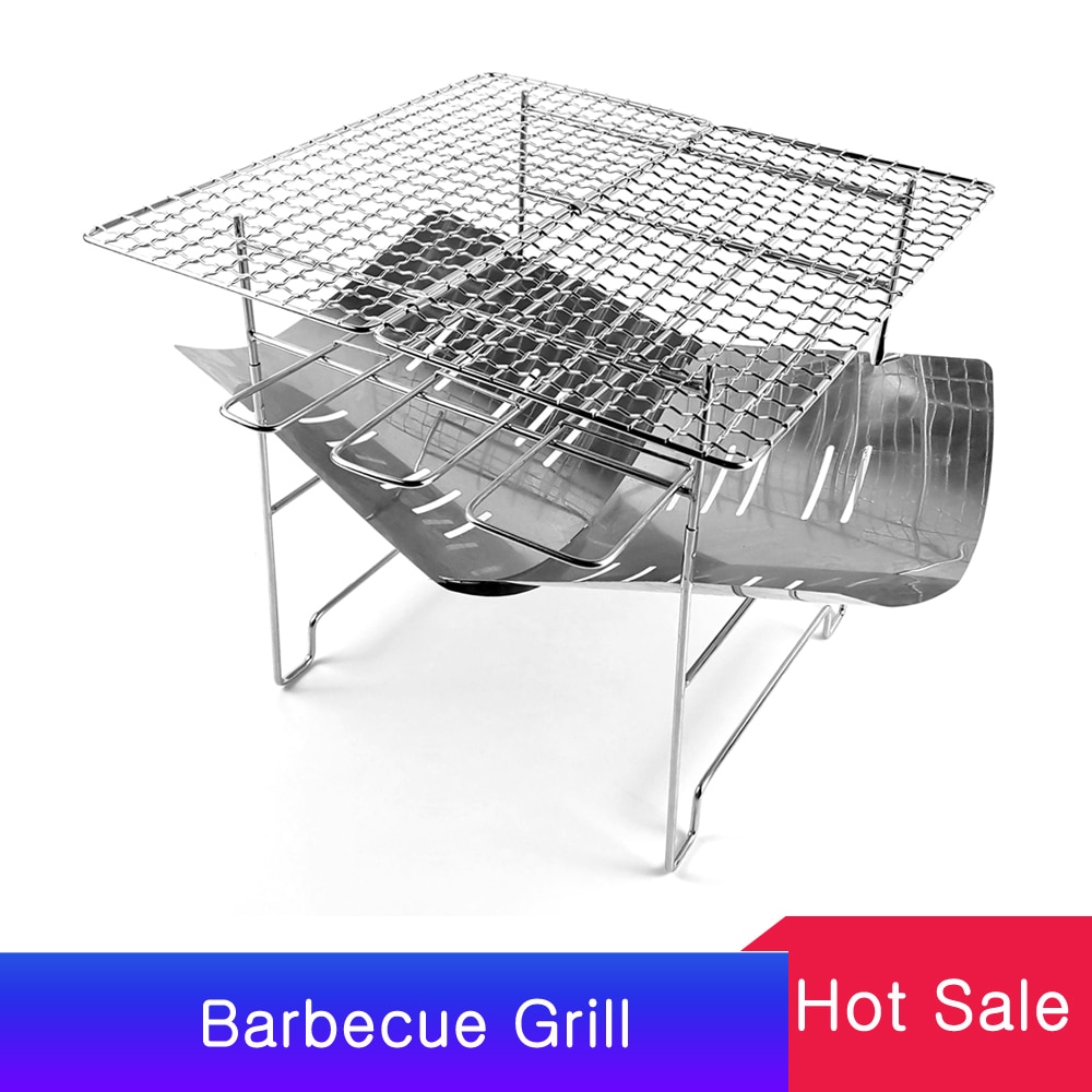 Camping Apparatuur Draagbare Vouwen Bbq Barbecue Grill Rvs Camping Kachel Firepit Outdoor Houtkachel Picknick 캠핑