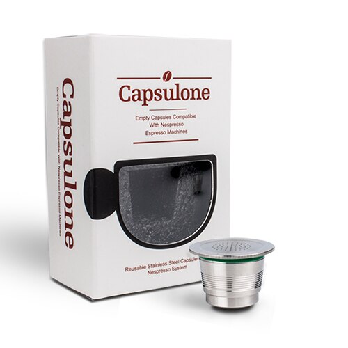 Capsulone/STAINLESS STEEL Metal capsule compatible for nespresso coffee Machine Refillable Reusableand coffee capsule and tamper: 1 Transverse thread