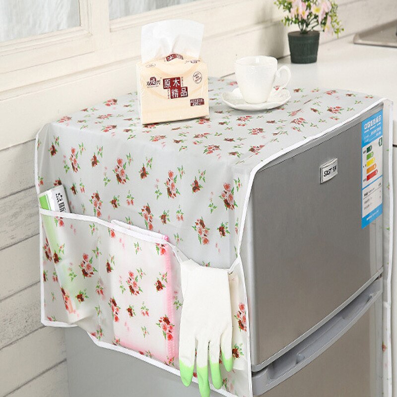 Gennemsigtig udskrivning vandtæt køleskab dække håndklæde husholdningsapparater vaskbare opbevaringsposer køkken tilbehør: Rød rose