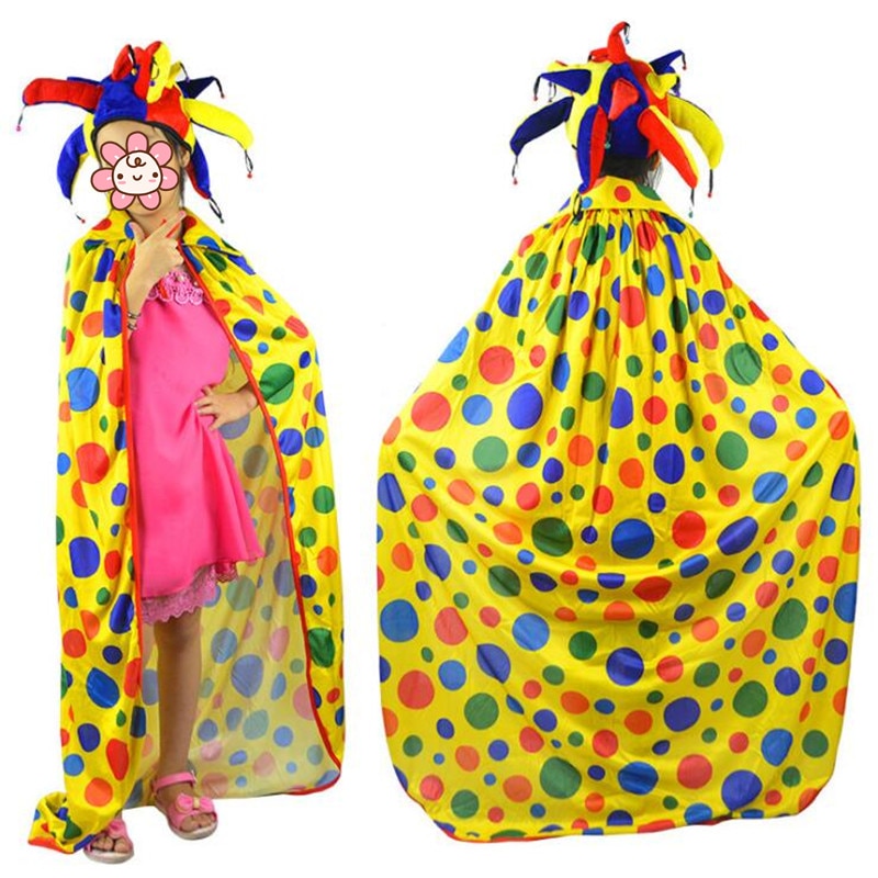 Circus Clown Cloak Children Adults Clown Dot Cloak Cape Carnival Masquerade Party Cosplay Costume Accessories Christmas